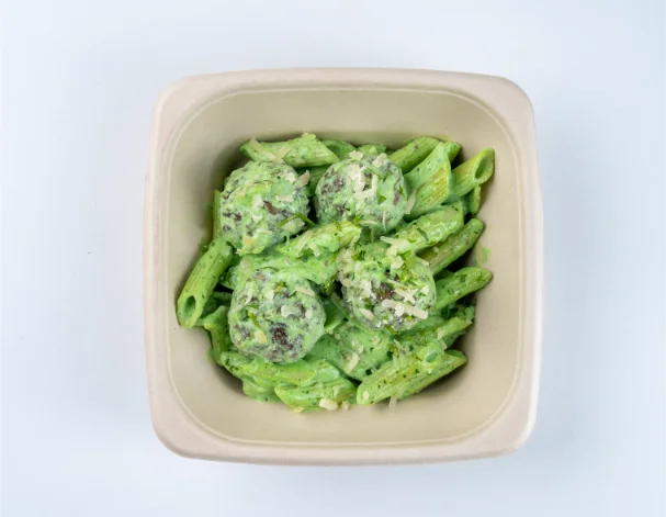 Meat ball green curry pasta